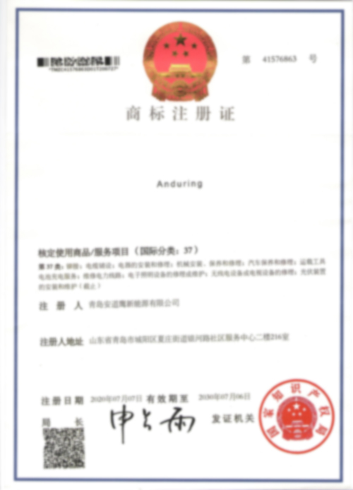 Trademark registration certificate