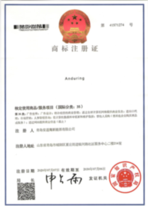 Trademark registration certificate